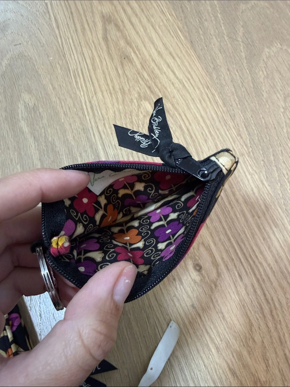 Vera Bradley Floral Black Multicolor Wristlet and Key Pouch Set